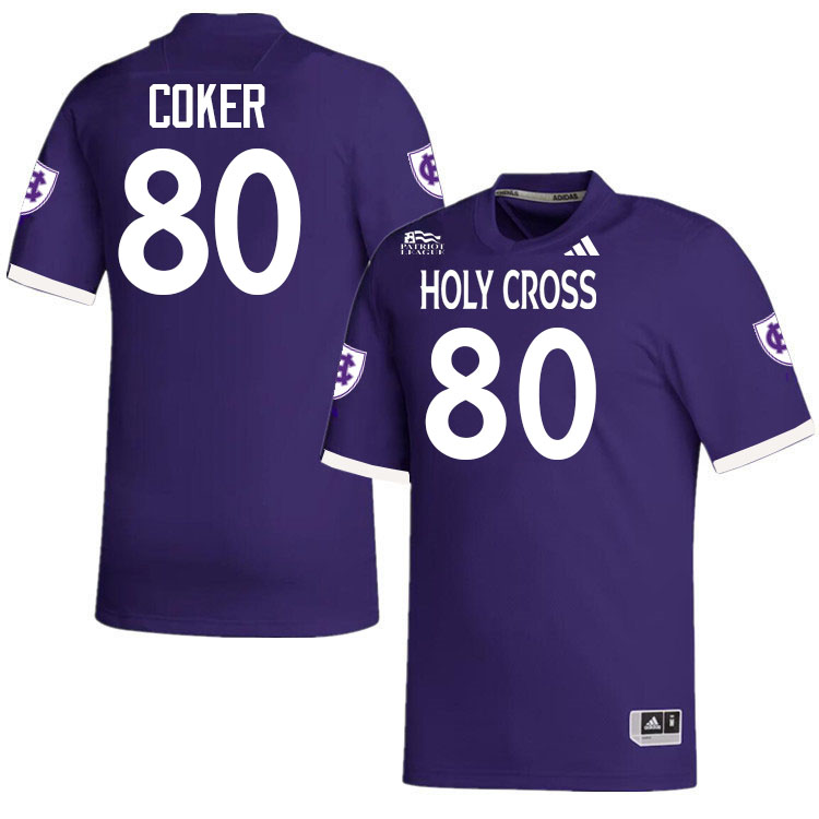 Holy Cross Crusaders #80 Jalen Coker College Football Jerseys,Uniforms-Purple